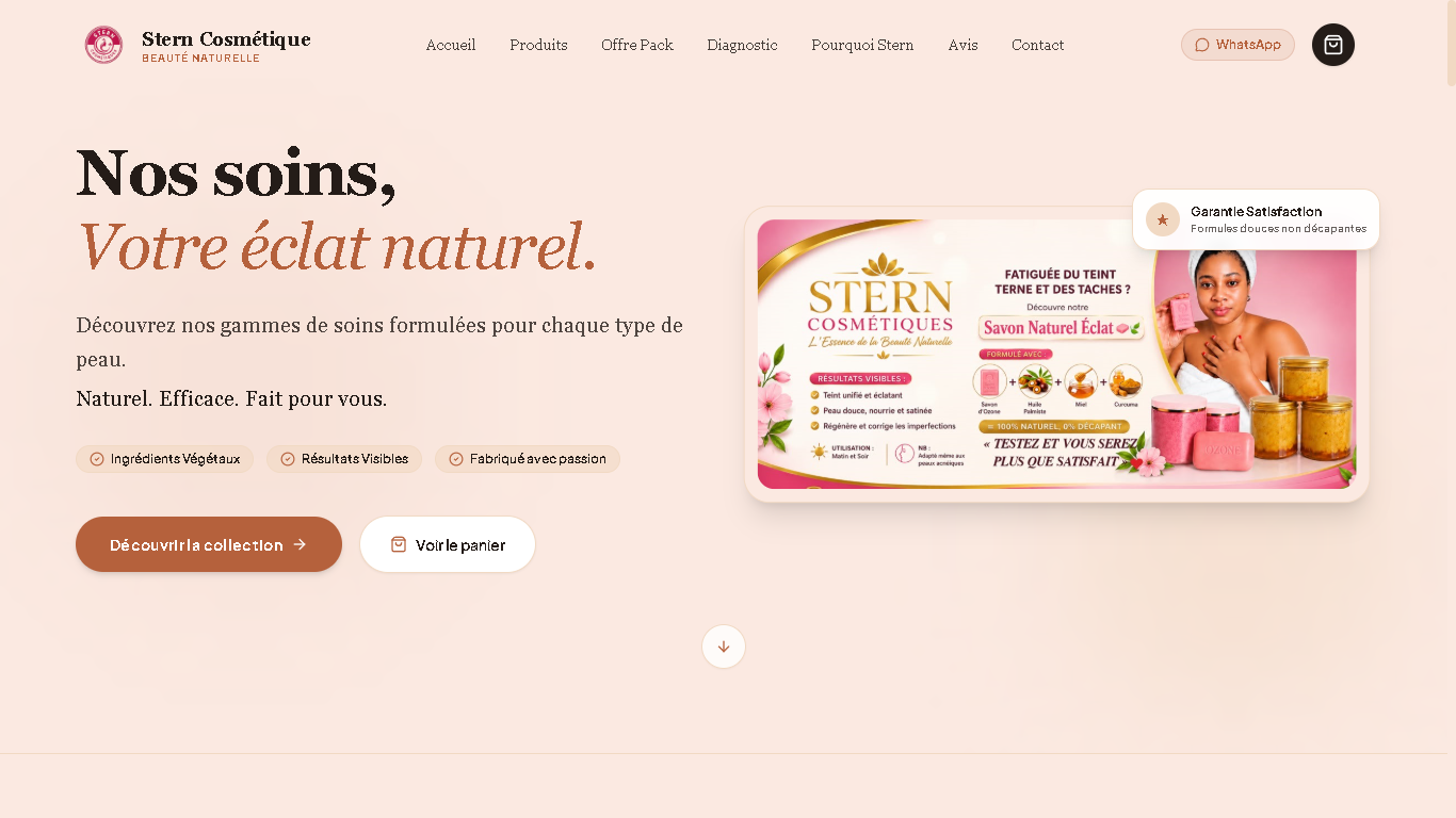 Capture d'écran du site Stern Cosmétique
